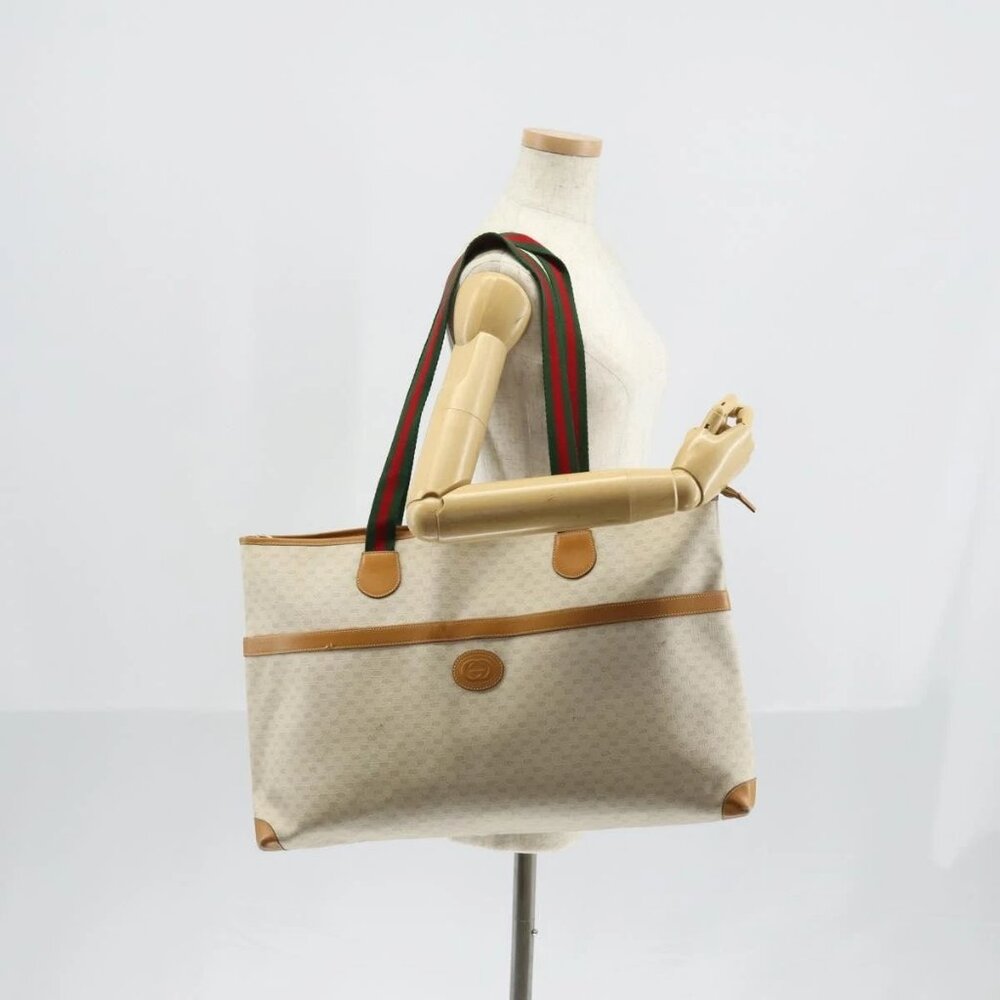GUCCI Micro GG Supreme Web Sherry Line Bag PVC Ivory 002 39 0215 Auth 146006